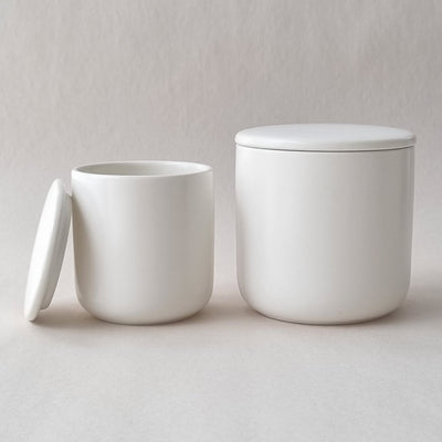 Ceramic Jar with Lid, Large - White