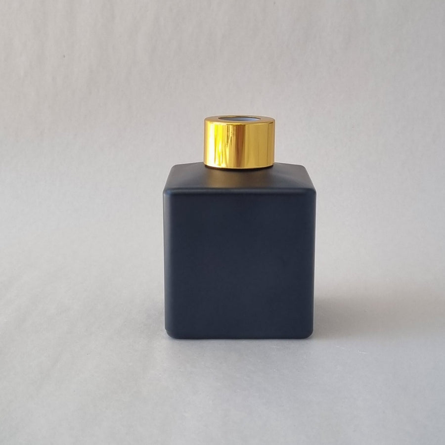 Diffuser Bottle - Square Matt Black 150ml - Gold Lid