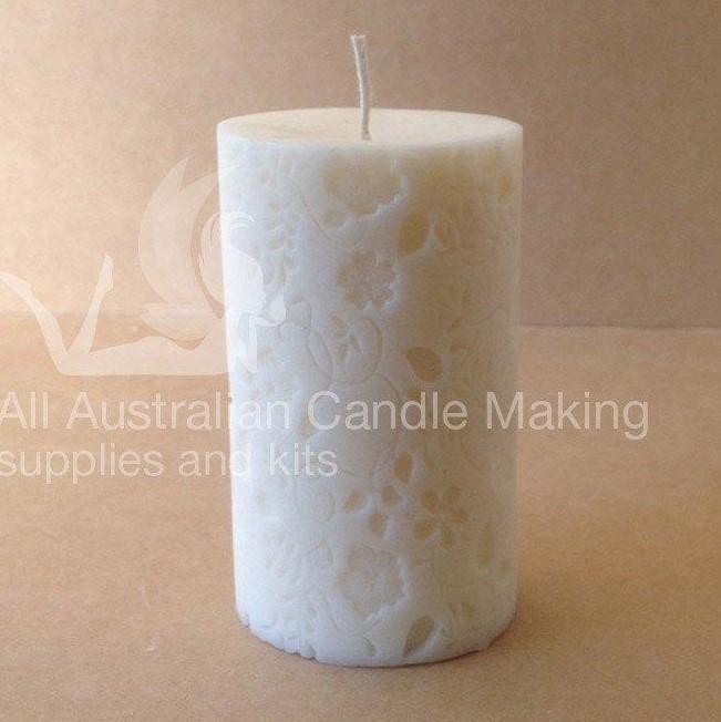 Pillar with flowers (6.5cm X 9cm tall) Silicon Candle Mould