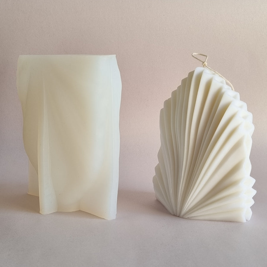 Decorative Shell Fan Silicon Candle Mould - CLEARANCE