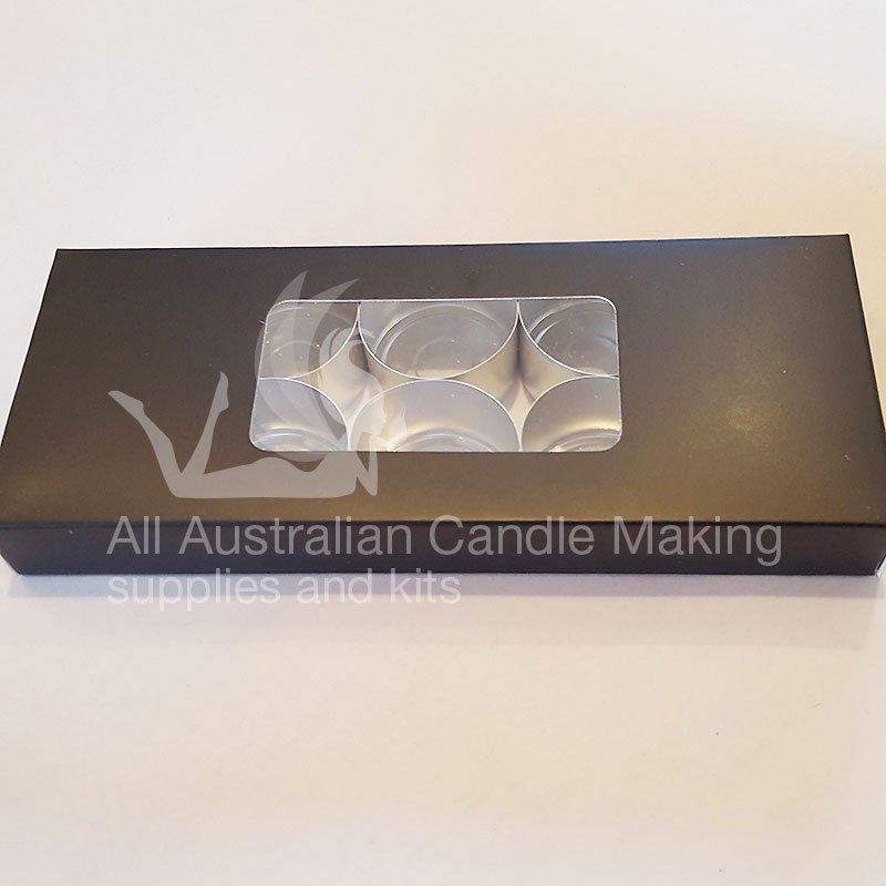 Black Tea Light Box - for 10 silver 25mm cups